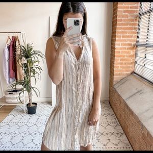 CP Shades Mara Linen Striped Shirt Dress Light Tan